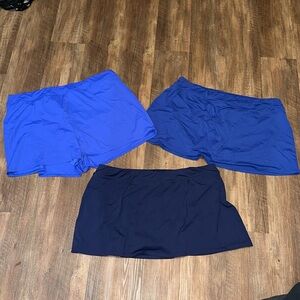 Lot of 3 Woman’s Lands End black & blue swim skirts & blue swim shorts size‎ 22W